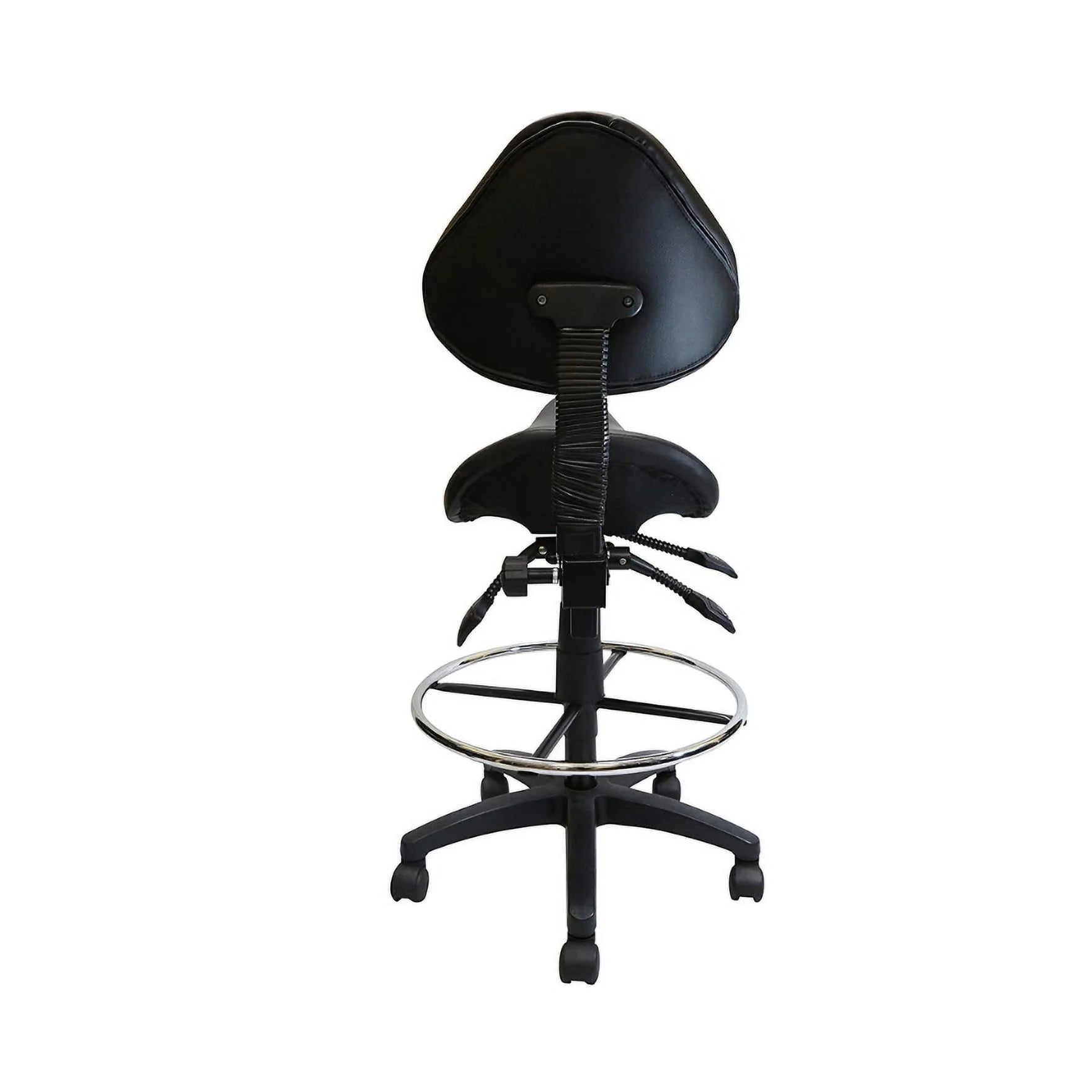 Adjustable Saddle Stool with Backrest, PU Leather, Black F184850