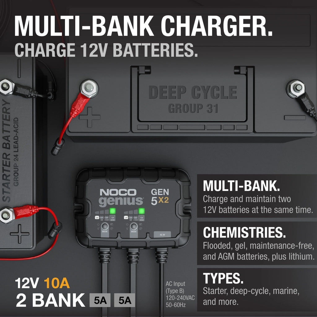 2-Bank 10A 12V Onboard Battery Charger O300067