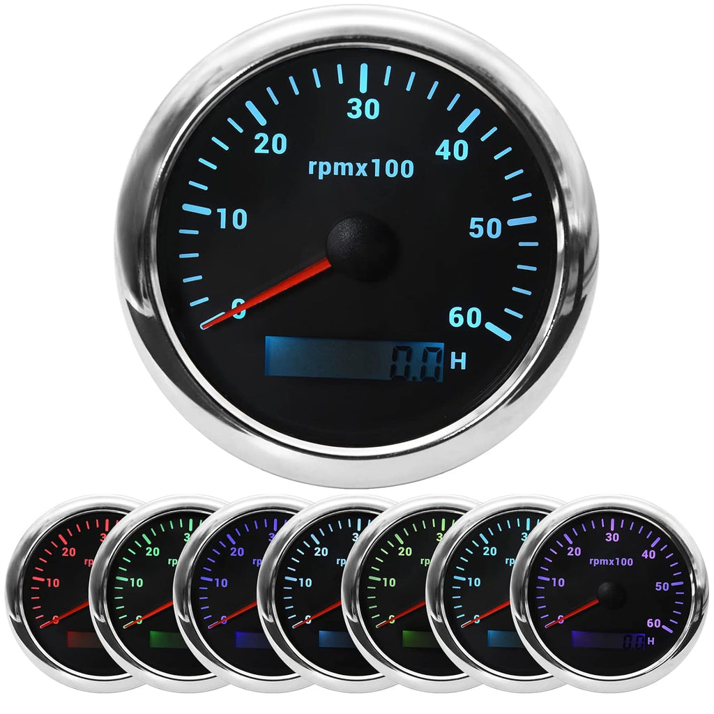 7 Colors 85mm 0-8000 RPM LED Tachometer Gauge I27455