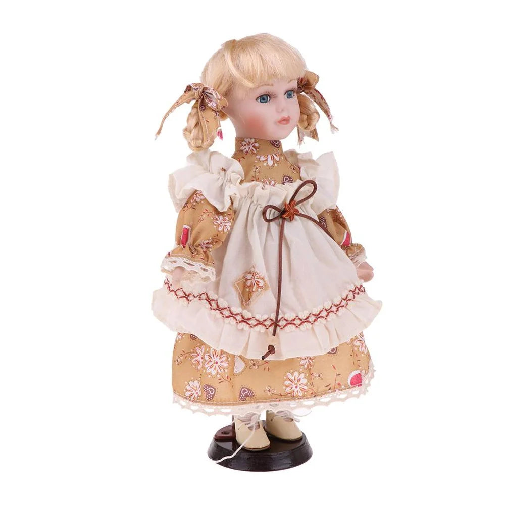 30cm Porcelain Doll Girl Figures with Stand Q893