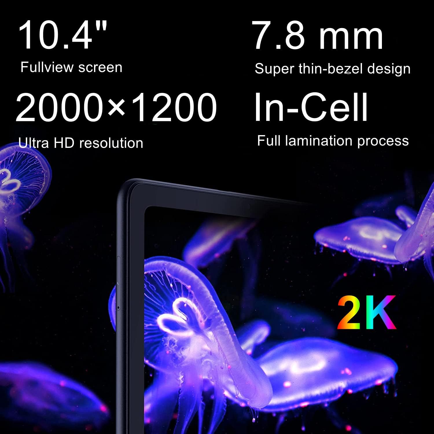 10.4 inch Android 11 Tablet PC 2000x1200 IPS Screen 8GB+128GB Dual Camera WiFi T19598