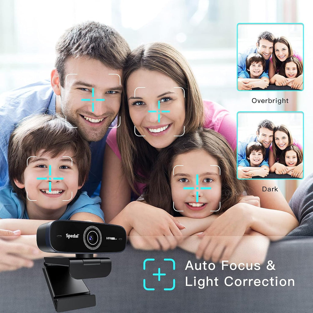 1080P 60fps Webcam with Dual Microphone, AutoFocus, USB Computer Camera Pack of 2 Z177486