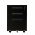 Black 3-Drawer Mobile Metal File Cabinet with Lock E781106