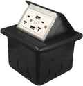 Black Pack of 2 Pop Up Floor Electrical Box with USB Chargers and Outlet Receptacle G603