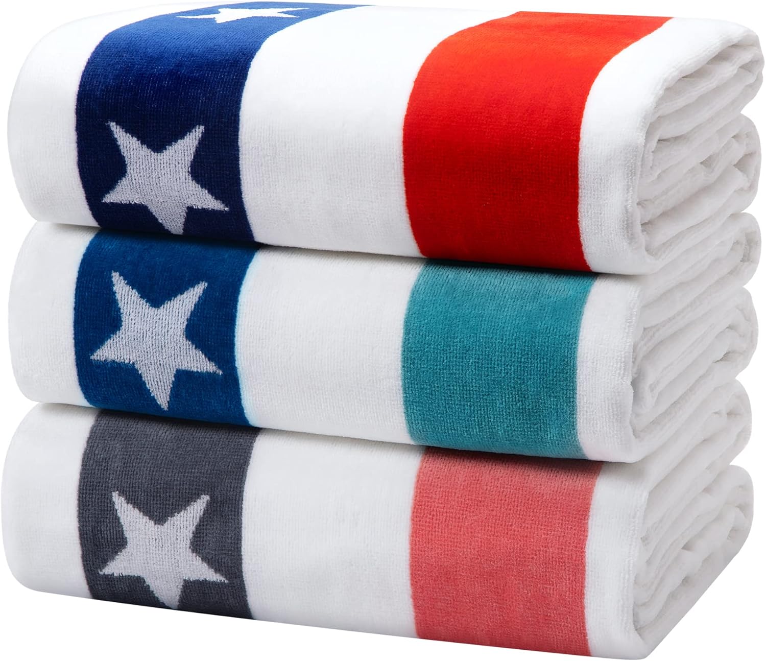 3 Pack 35 x 70 Inch Cotton Velour Beach Towel I308