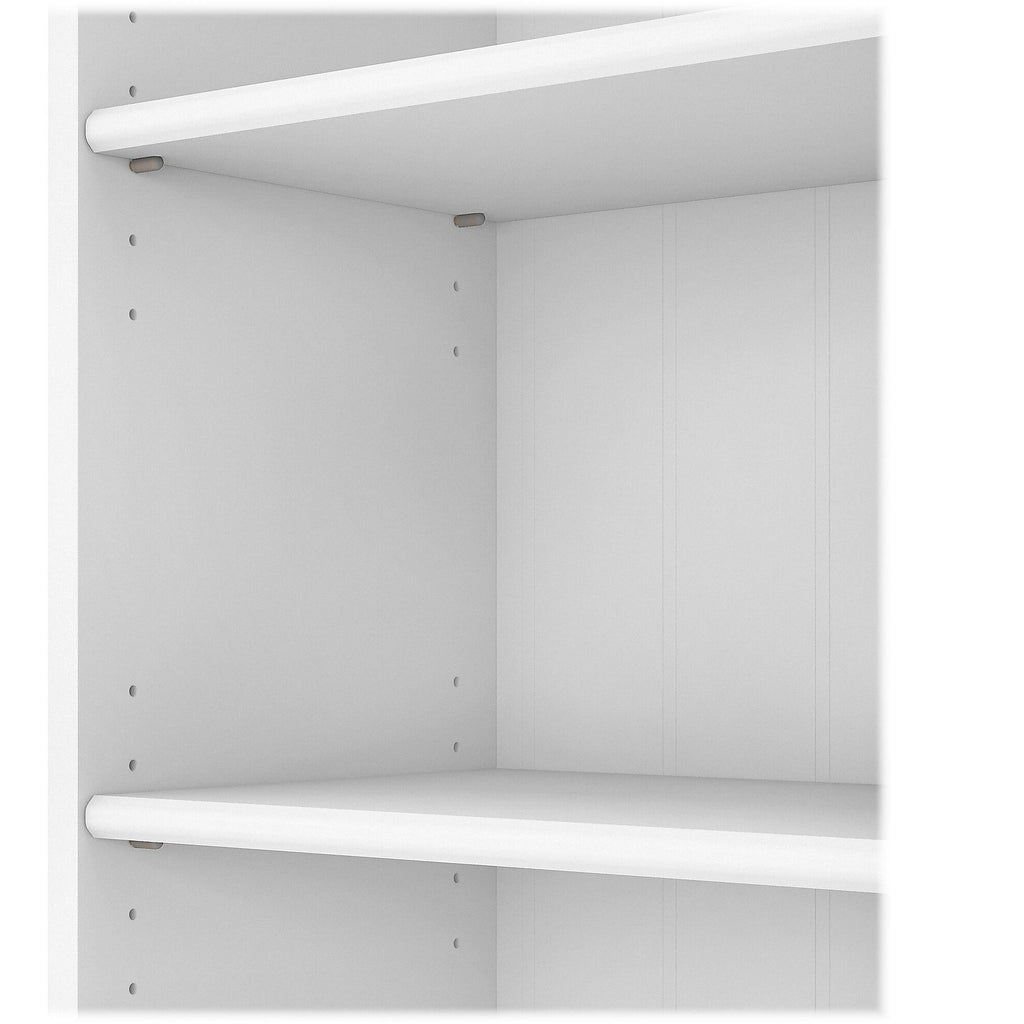 Gray L Shaped Desk with 5 Shelf Bookcase S980