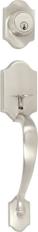 Single Cylinder Keyed Entry Handleset with Interior Knob or Lever Satin Nickel W4567