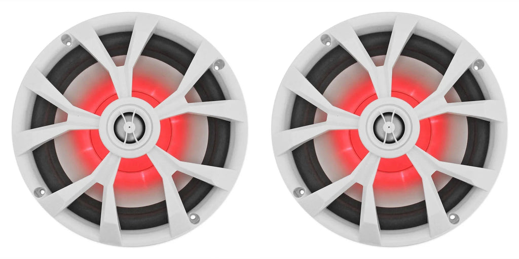 Marine Receiver with Bluetooth and 4 8" White LED Speakers V6826