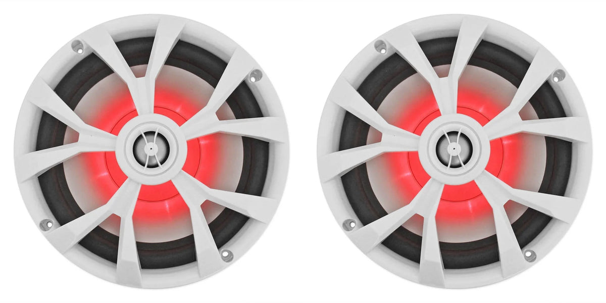 Marine Receiver with Bluetooth and 4 8" White LED Speakers V6826