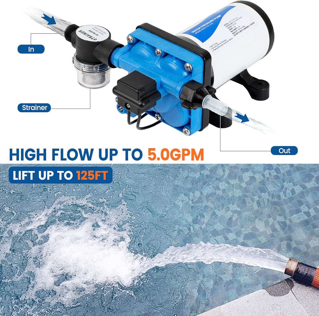 110V AC Water Pressure Pump 5.0GPM 55PSI Self Priming RV Water Pump X312