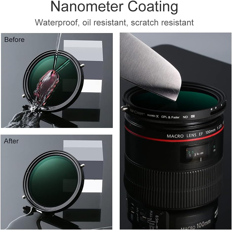 77mm Variable Fader ND2-ND32 ND Filter and CPL Circular Polarizing Filter 2 in 1 T63250