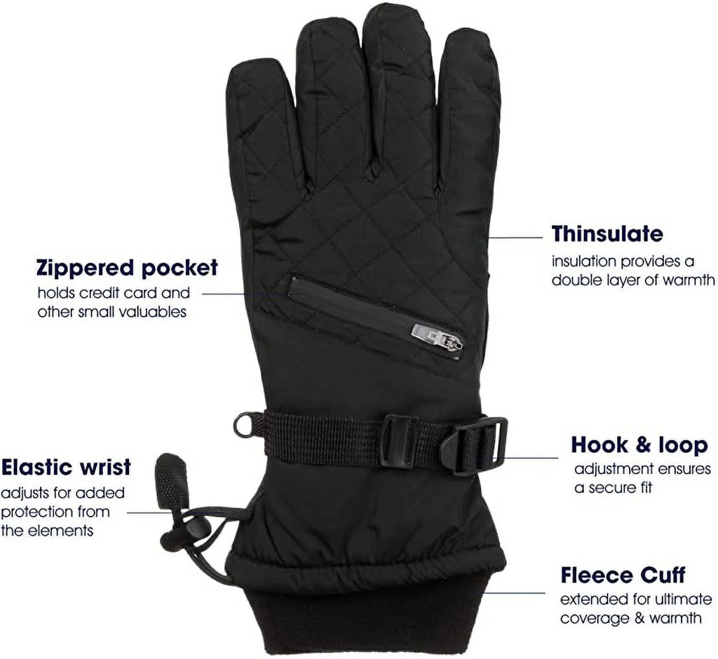 Black Waterproof Insulated Ski Gloves E549704