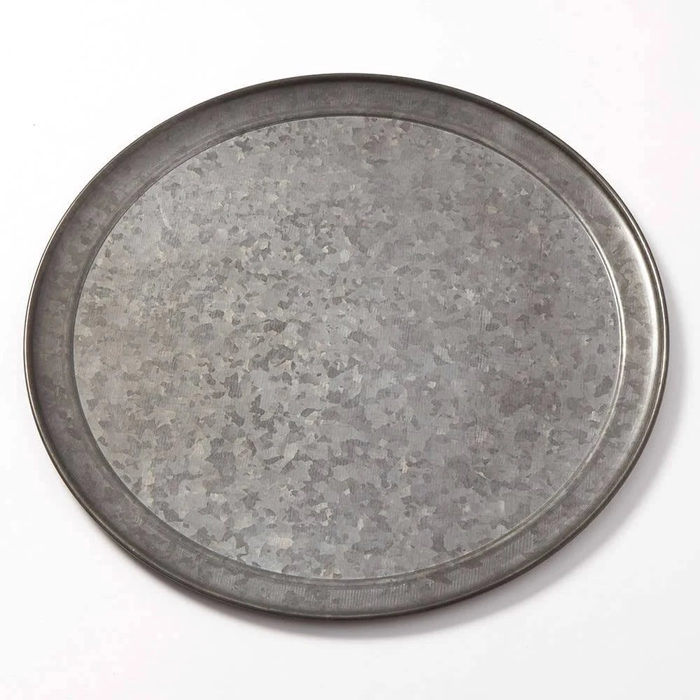 14x22 Round Serving Tray Galvanized Onyx Q9096