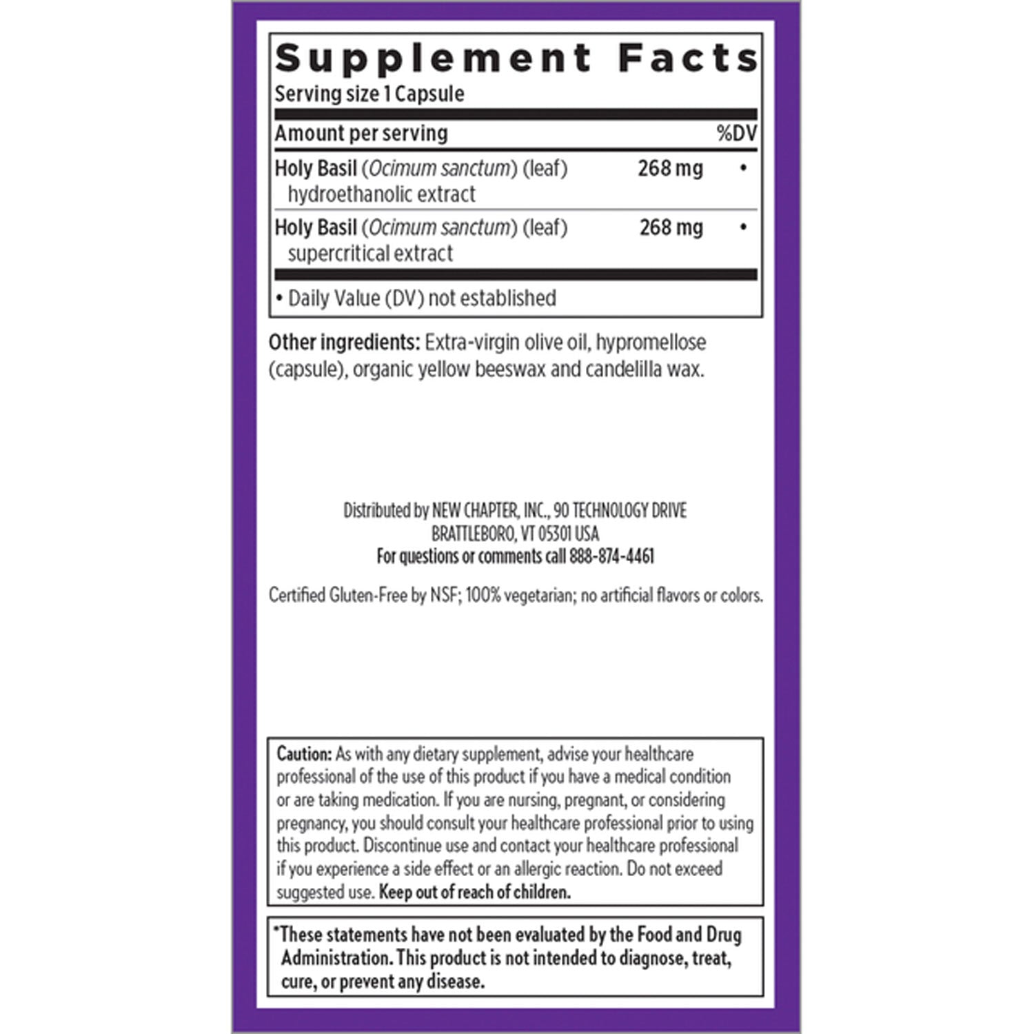 Holy Basil Force Vegetarian Liquid Capsules, 30 Ct F1688