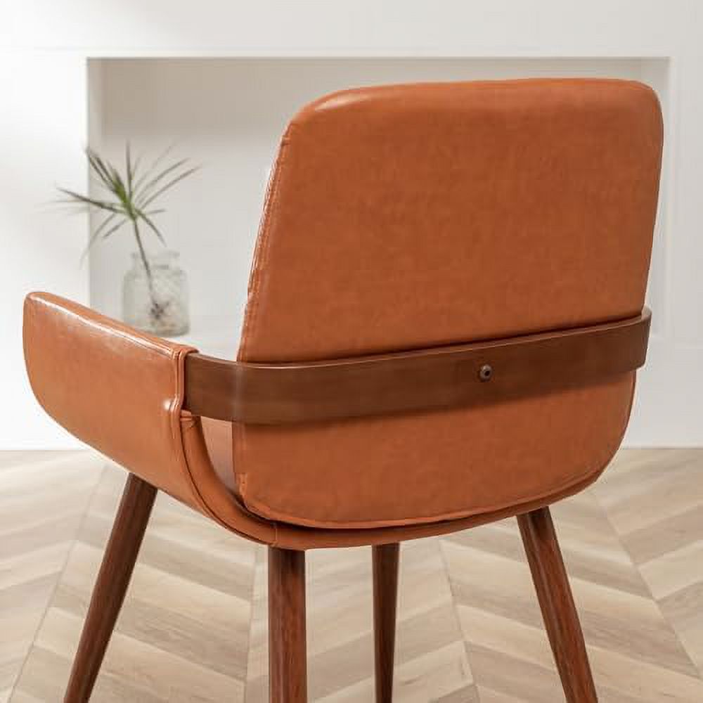 Beige Fabric Bentwood Frame Dining Chairs Set of 2 with Armrest S16676
