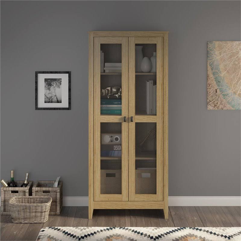 Storage Cabinet with Mesh Doors in Golden Oak P6764