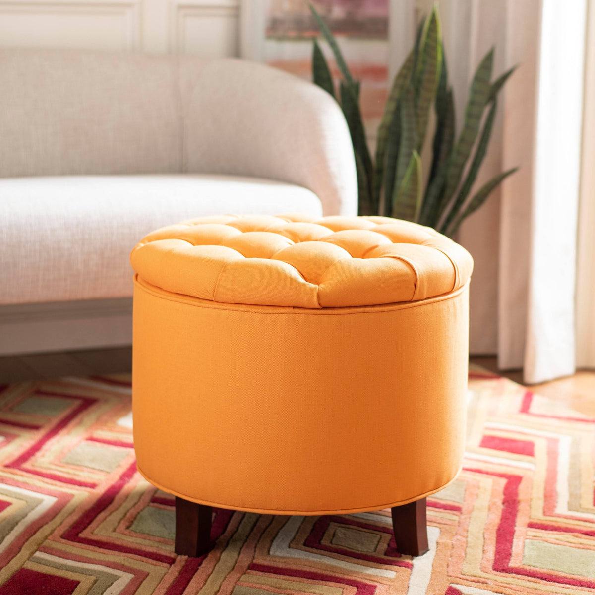 Tangerine Tufted Storage Ottoman Z197801