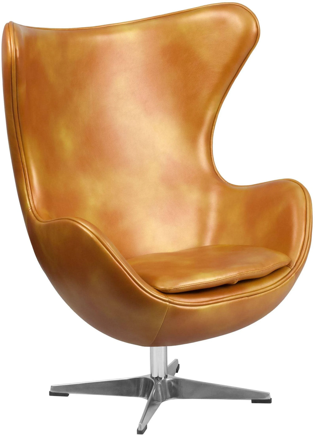 Gold Leather Egg Chair with Tilt-Lock Mechanism N249089