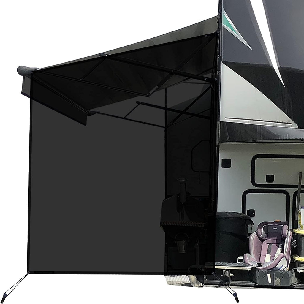 RV Awning Side Sun Shade Screen 9'X7' Black Mesh B3577