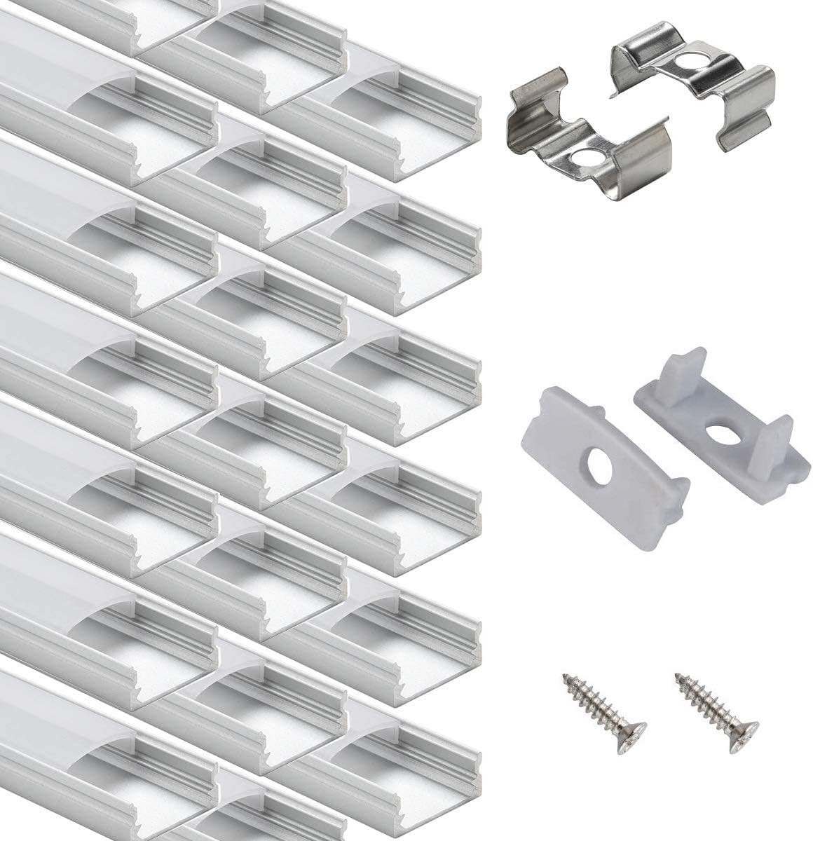 20Pack LED Aluminum Channel with Cover and Mounting Accessories J327