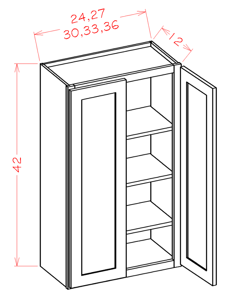 2 Doors 2 Shelves Wall Cabinet High-Density Fiberboard A672