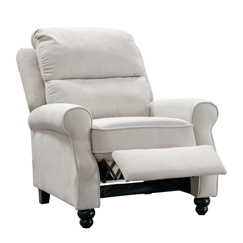 White Fabric Push Back Recliner Chair J6714