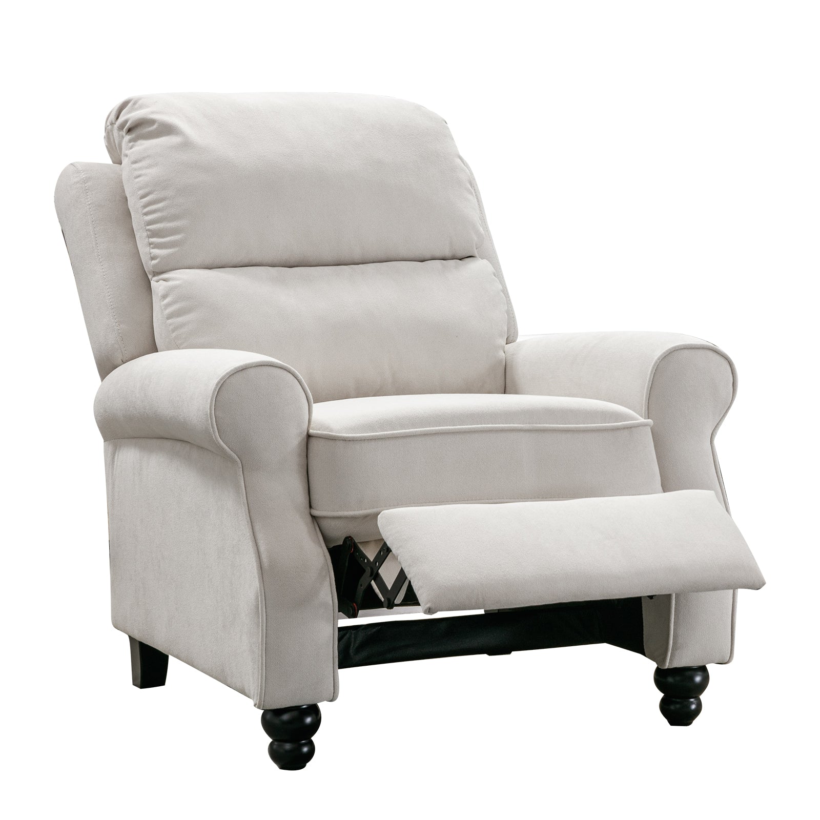 White Fabric Push Back Recliner Chair J6714
