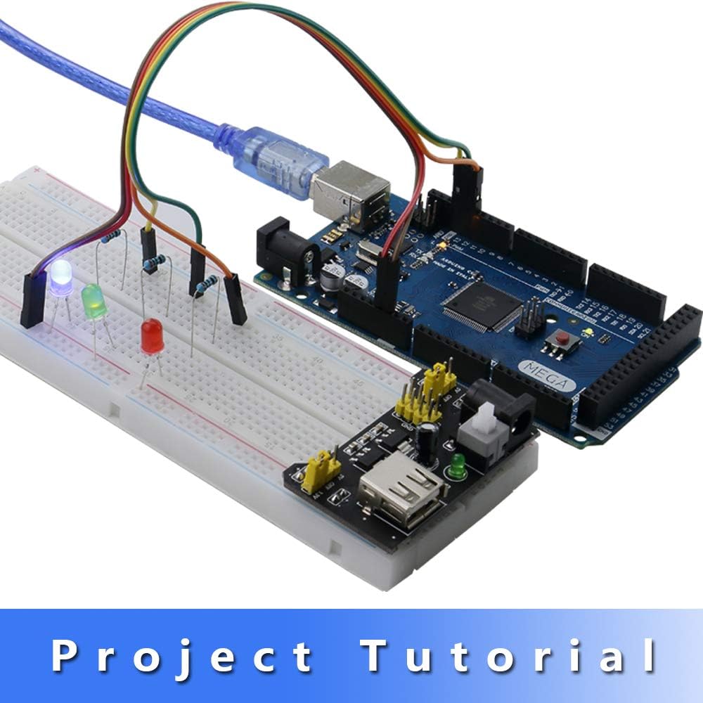 Mega2560 LCD1602 Servo Stepper Motor Sensors Breadboard Jumper Wire Resistor Capacitor Transistor STEM Electronic Projects Starter Kit W23591