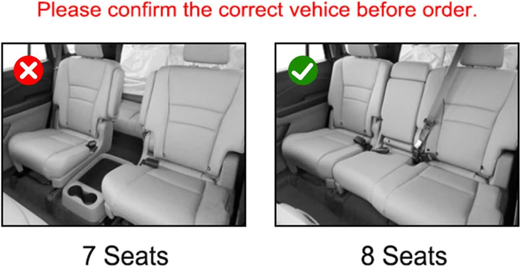 Black Front and Rear Car Mats for Honda Pilot 8 Seats D532