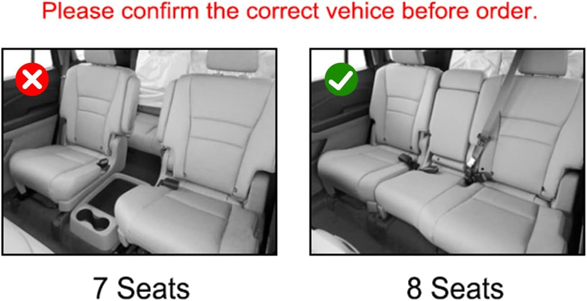 Black Front and Rear Car Mats for Honda Pilot 8 Seats D532
