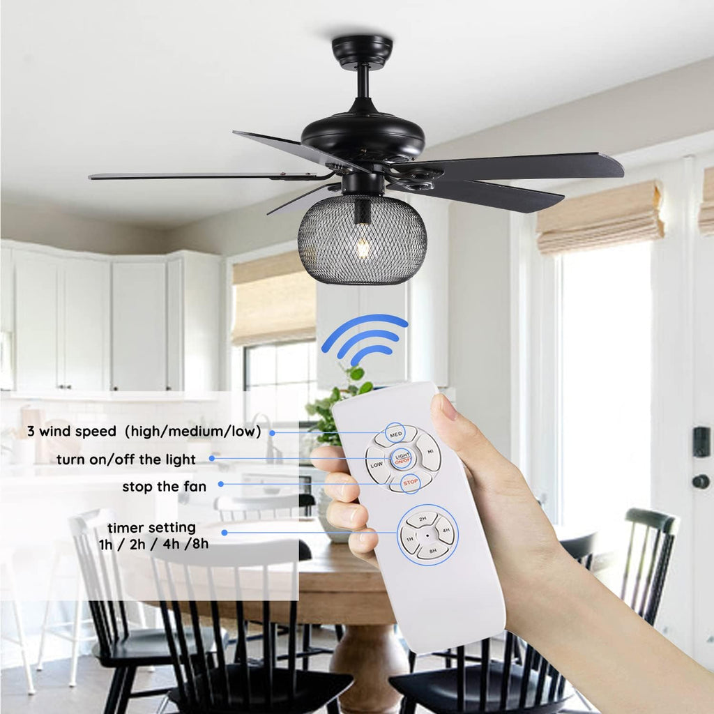 50 Inch Black Industrial Ceiling Fan with Remote Z2466