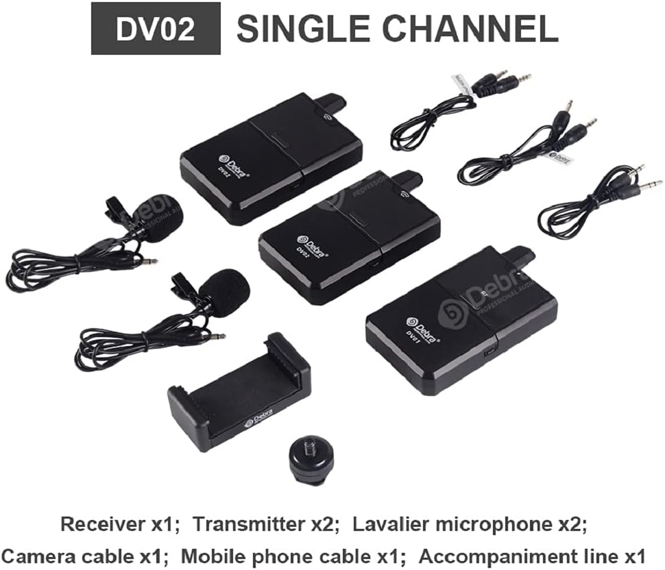 DV UHF Wireless Lavalier Microphone with Remote Monitor, Dual Mics F185263