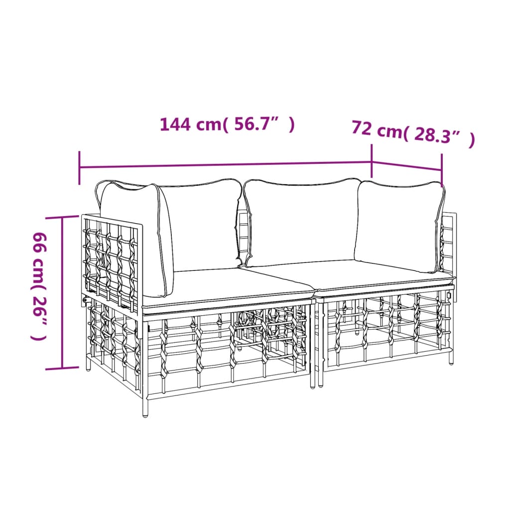 Sectional Corner Sofa with Cushions 2 pcs Poly Rattan V527077