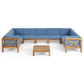 Blue Teak Finish Acacia Wood Sectional Sofa Set X5965