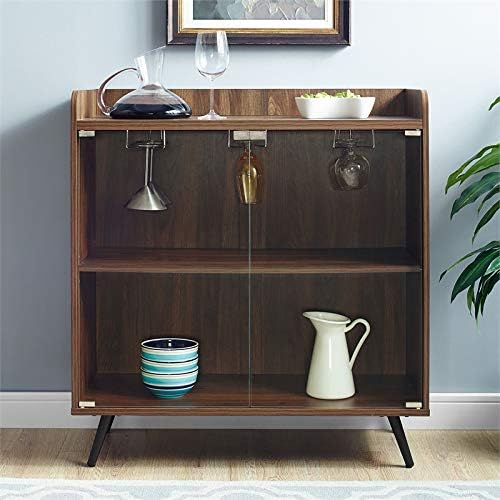 Dark Walnut Glass Door Bar Cabinet U967819
