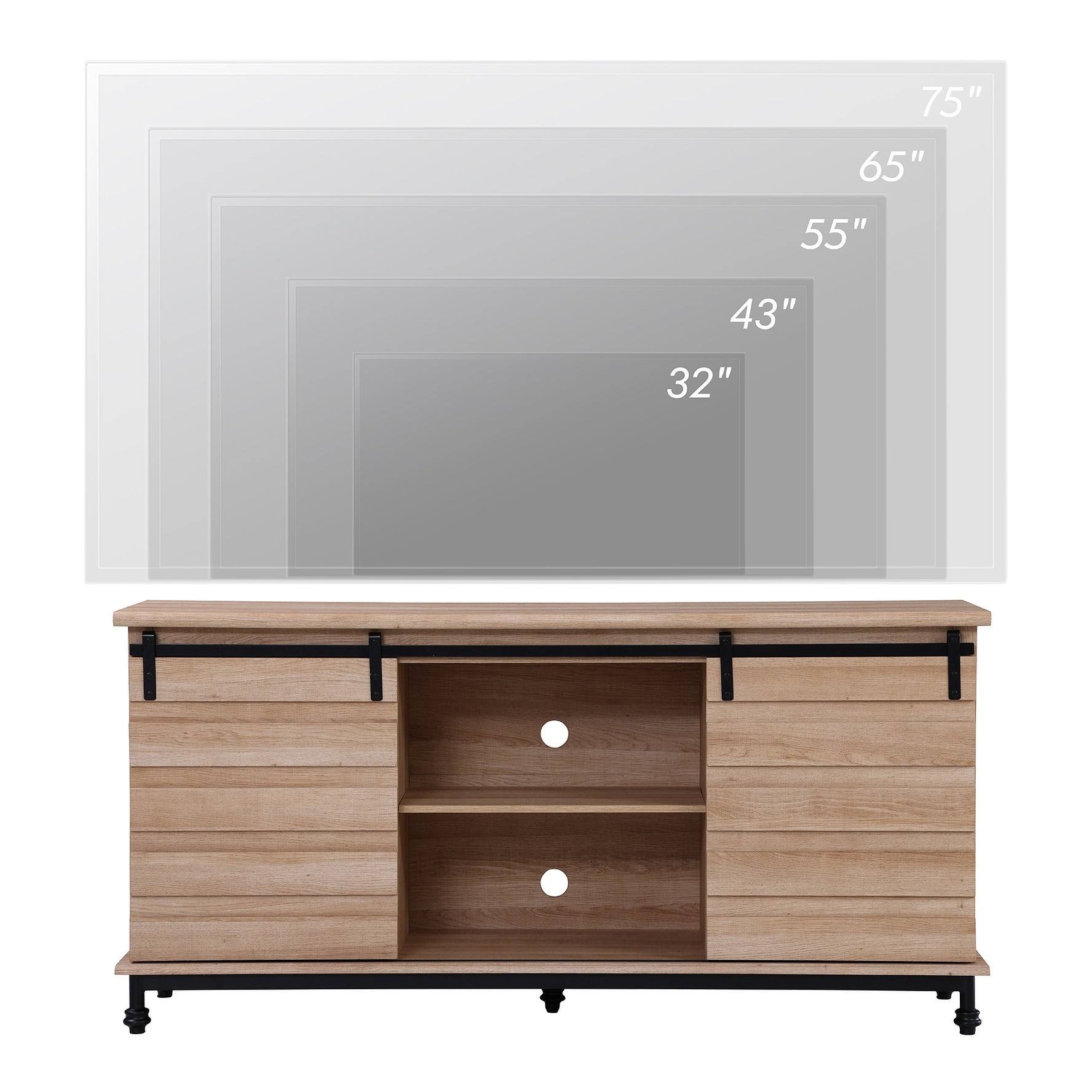 Oak Sliding Barn Door TV Stand Storage Cabinet L9271