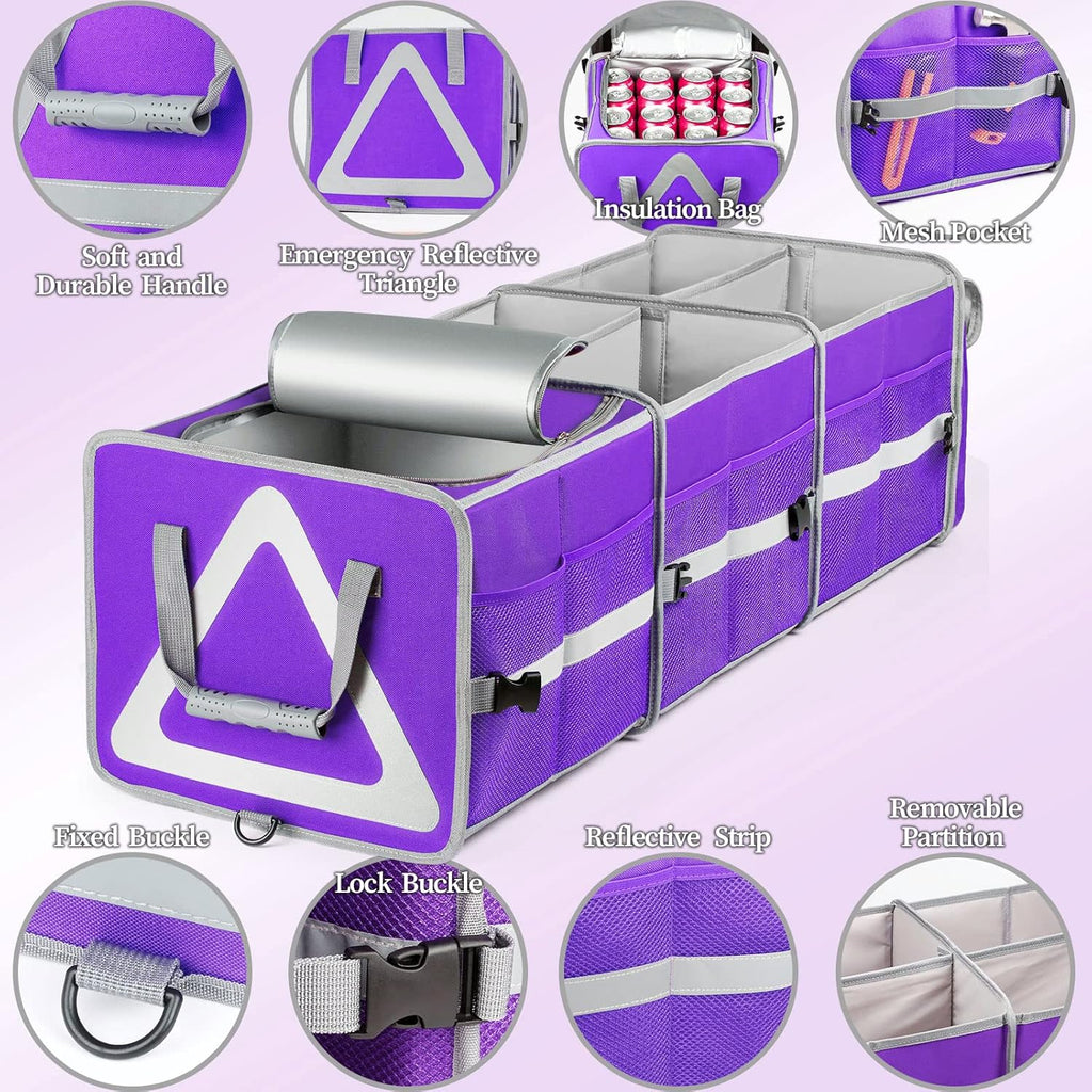 Purple Waterproof Trunk Organizer with Cooler, Pack of 2 T745