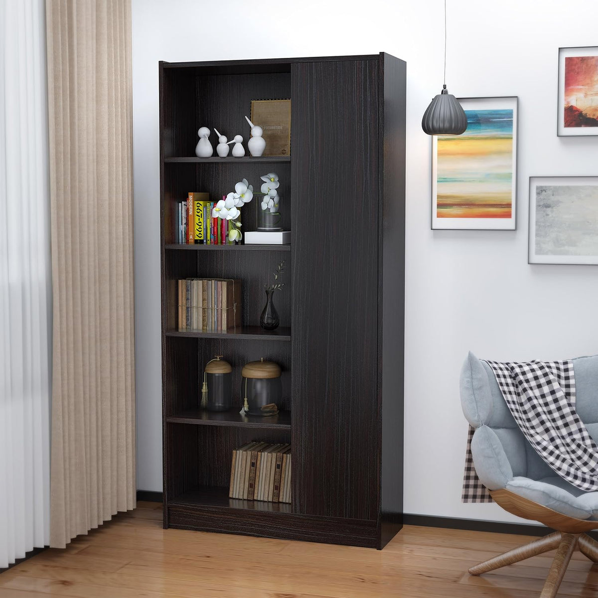 Walnut Finish Faux Wood Bookcase L50987