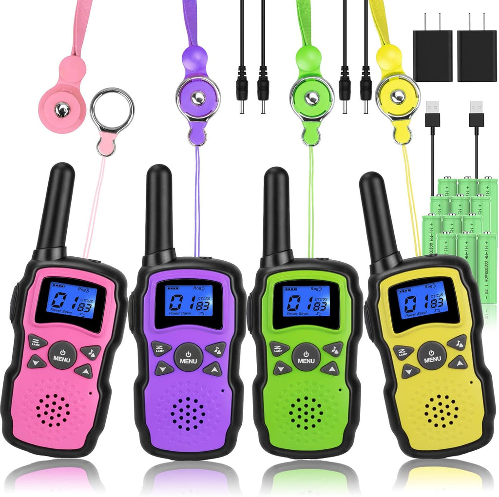 Rechargeable 4 Pack 2 Way Radio with 2 USB Chargers 12000mAh Battery V442