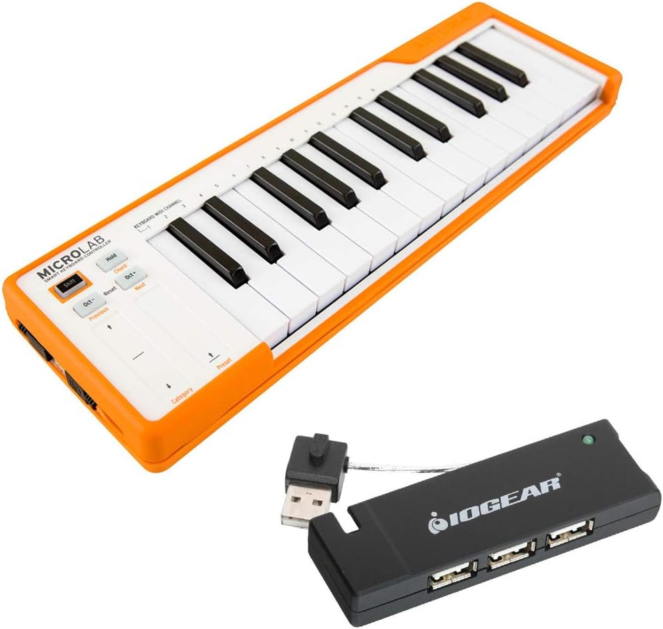 Compact USB-MIDI Controller with 4-Port USB 2.0 Hub Bundle F518306
