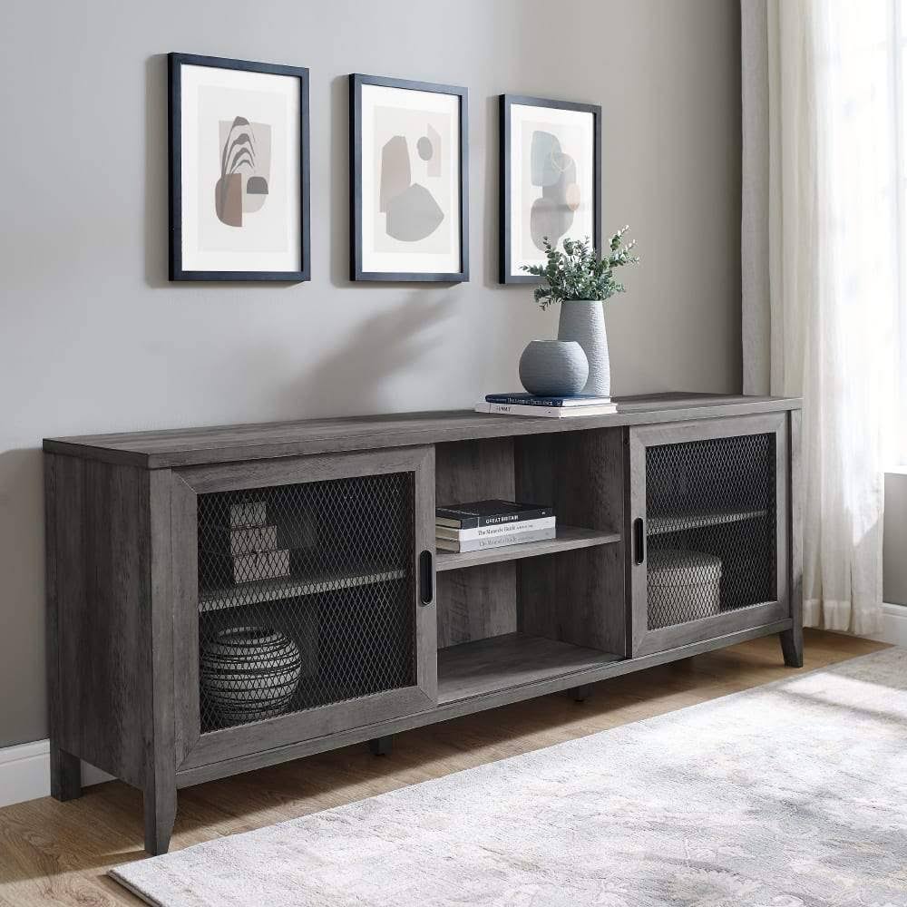 Industrial Sliding Mesh Door TV Console O968