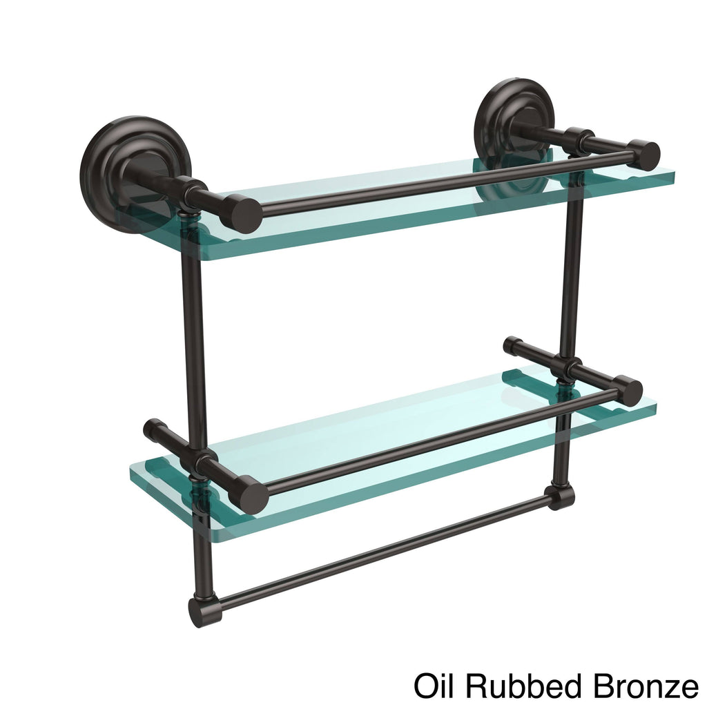 Double Glass Shelf with Towel Bar Satin Brass O971