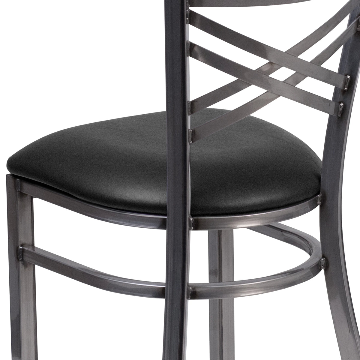 Black Vinyl Seat Metal Restaurant Chair A36643