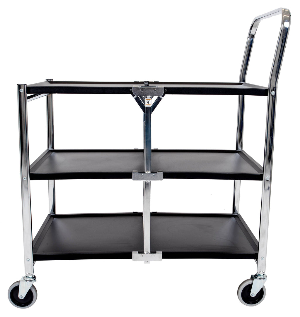 Black 3 Shelf Collapsible Metal Utility Cart Q955