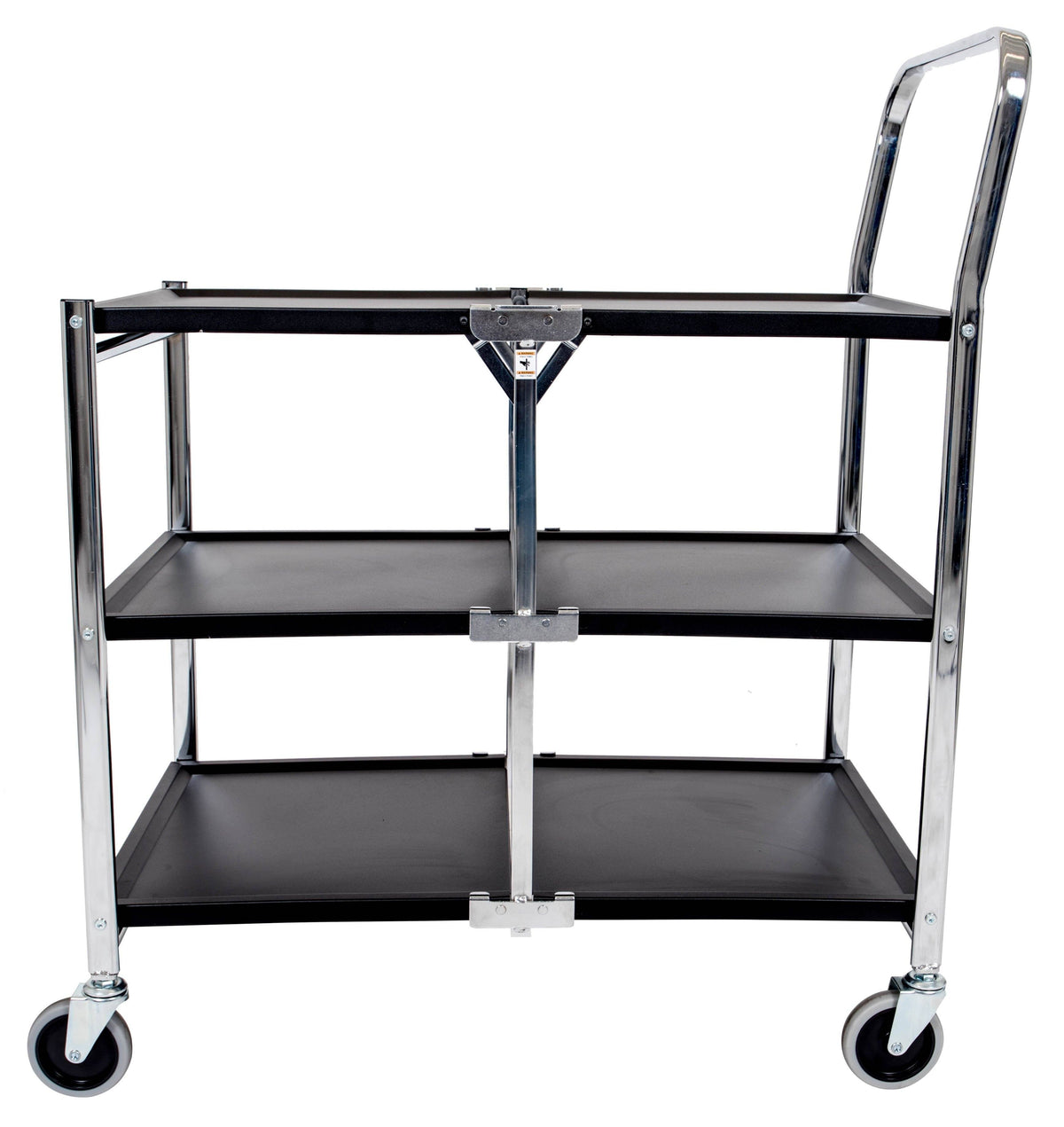 Black 3 Shelf Collapsible Metal Utility Cart Q955