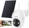 Solar Security Camera, 1080P Pan-Tilt Wireless WiFi Outdoor Battery Powered Surveillance Camera with Night Vision, 2-Way Audio, Motion Detection, SD Card & Cloud Storage P712