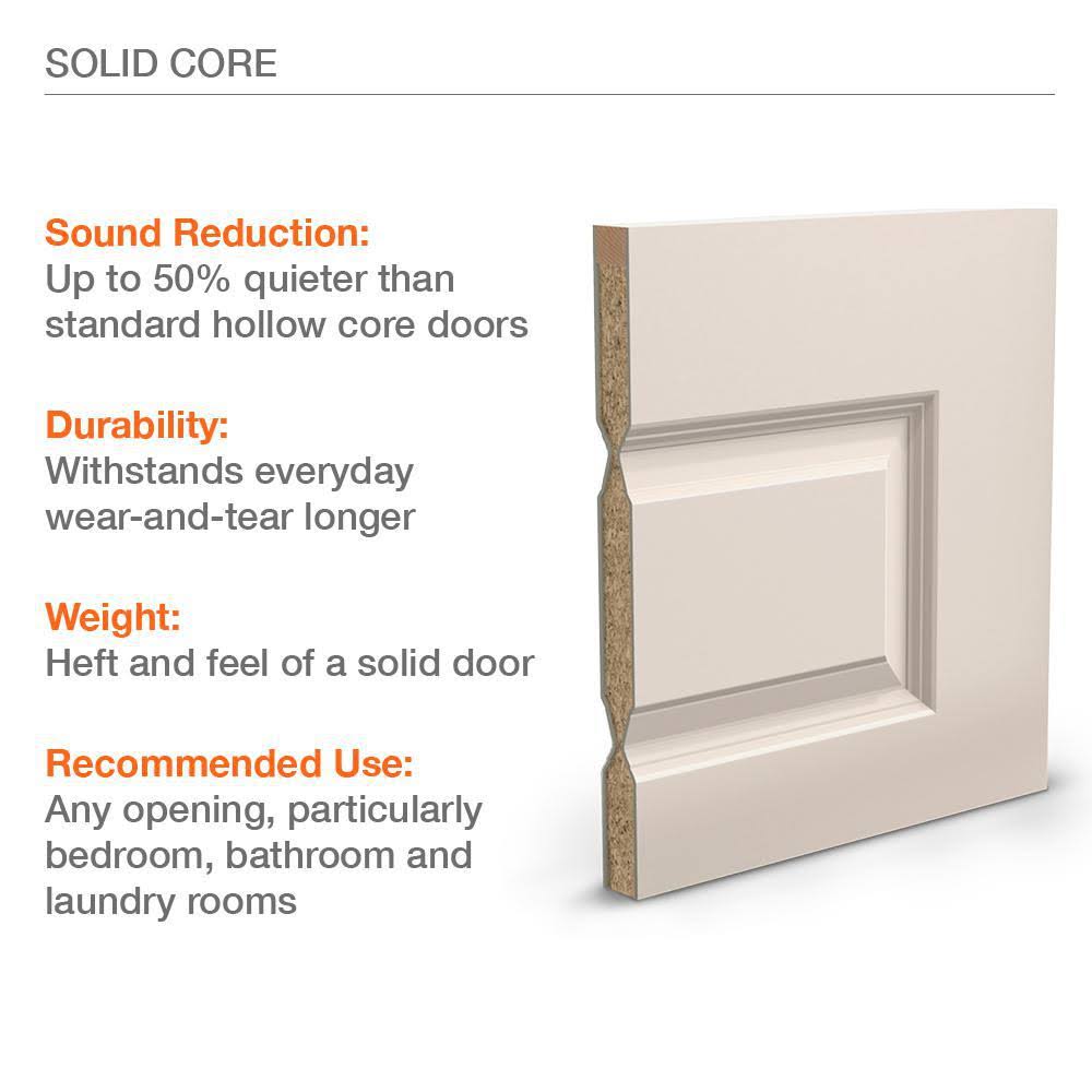 30 in. x 80 in. Primed Left-Hand Smooth Solid Core Molded Composite MDF Single Prehung Interior Door E13622