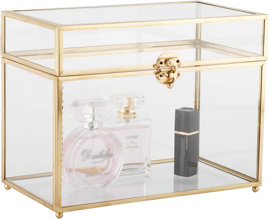 Gold Clear Rectangle Glass Card Box A9476