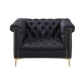 Black PU Leather Button Tufted Club Chair Y936548