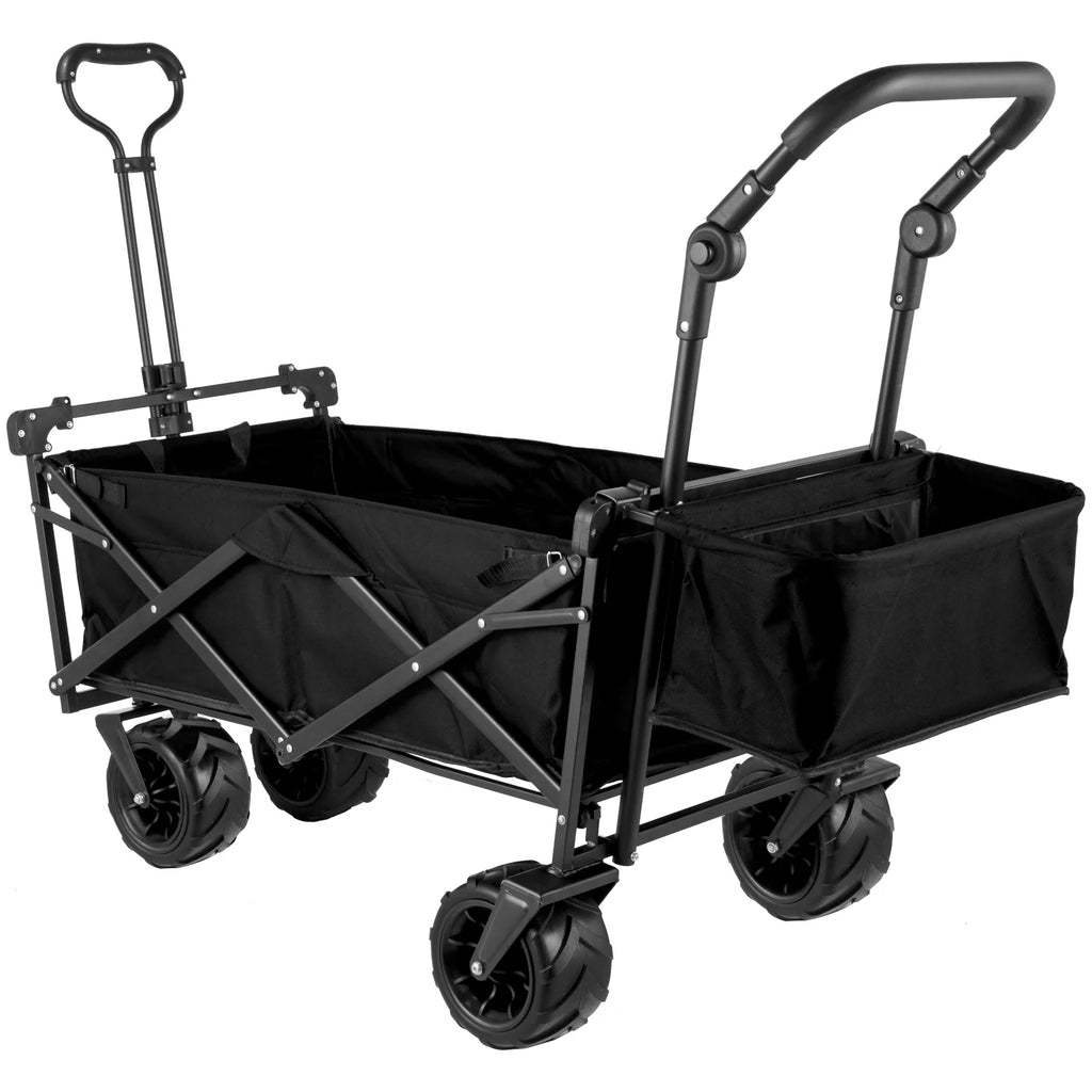 Collapsible Wagon Cart Black with Removable Canopy Oxford Cloth C93889